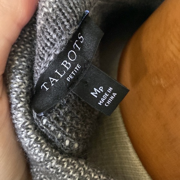 Talbots wool blend long line open front cardigan coat. Sz MP classic chevron - Picture 7 of 8